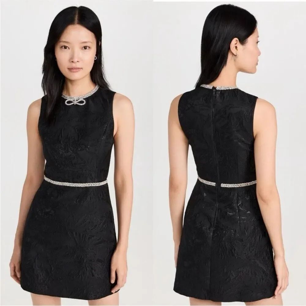 ALICE + OLIVIA ellis embellished mini dress in black $695